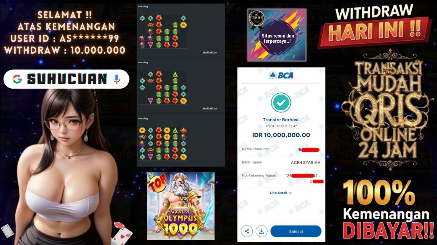 SUHUCUAN JACKPOT SLOT GATES OF OLYMPUS 1000